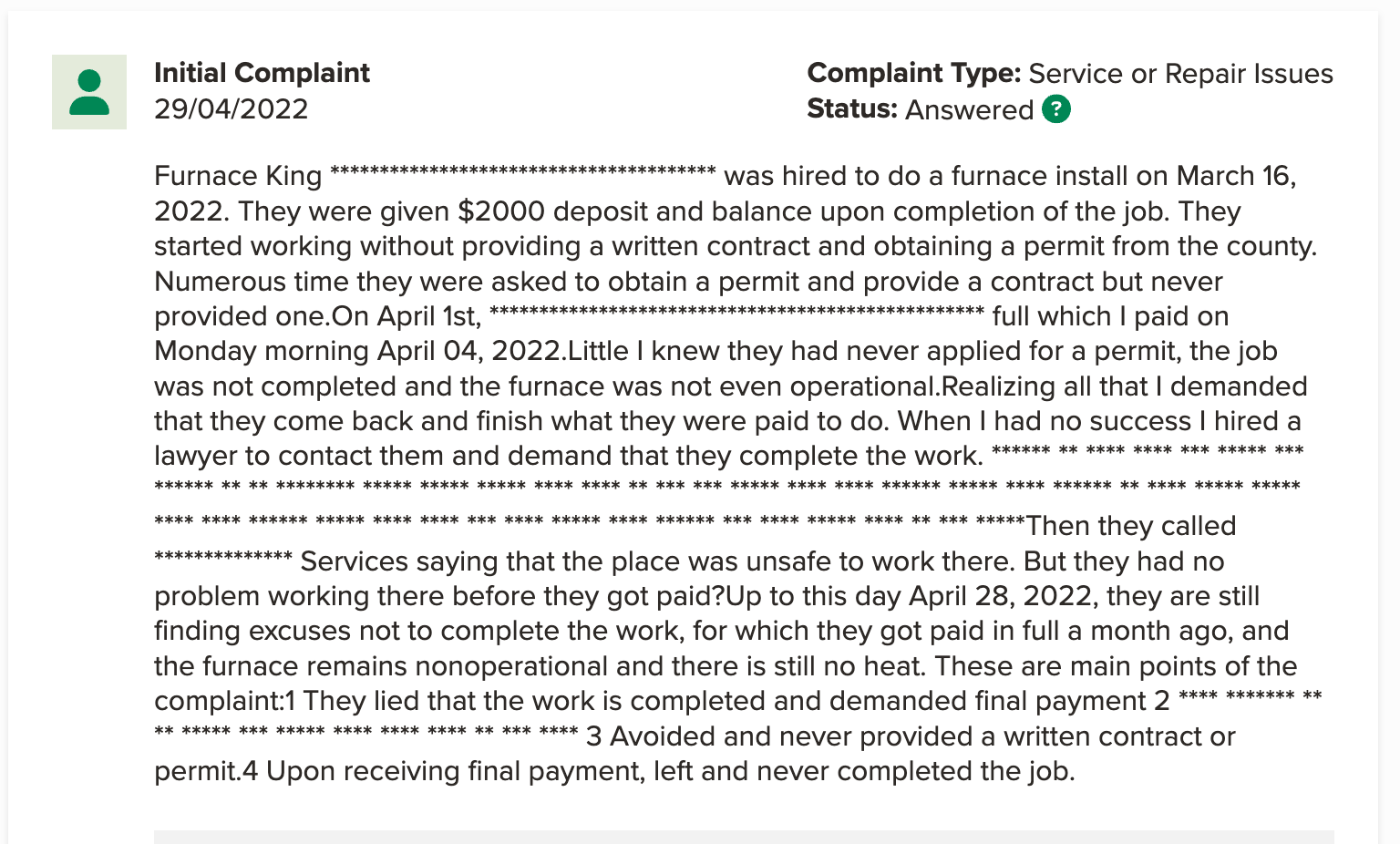 FK Complaint